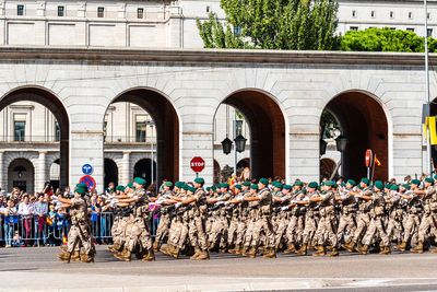 Group of people in front of building