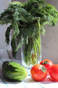 Close-up of tomatoes on table
