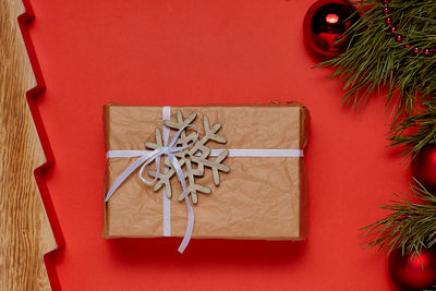 Directly above shot of christmas decorations on table