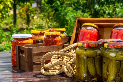 Close-up of food on table