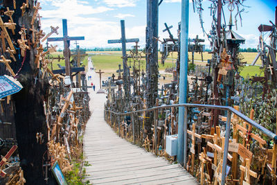 The hill of crosses , a famous site of pilgrimage in northern lithuania. 