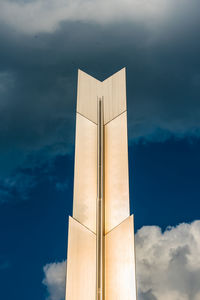 Low angle view of building against cloudy sky