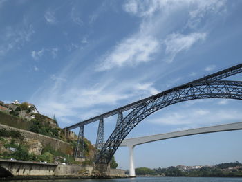 Low angle view of dom luis i bridge against sky