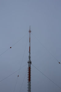 Low angle view of cables against clear blue sky