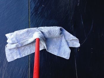 High angle view of mop cleaning floor