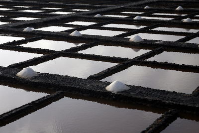 High angle view of salt flats with reflection