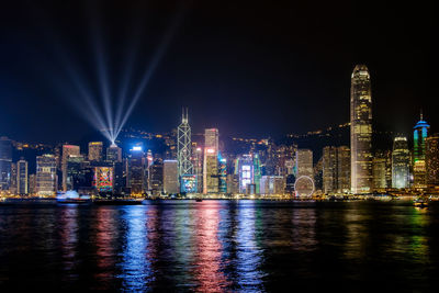 Illuminated city at night