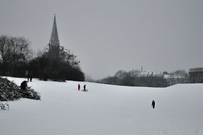 Scenic view of snow covered landscape