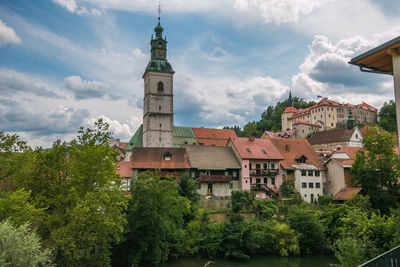 View of medieval center of skofja loka in slovenia