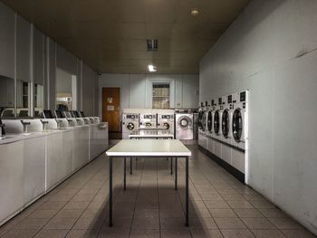 Interior of laundromat