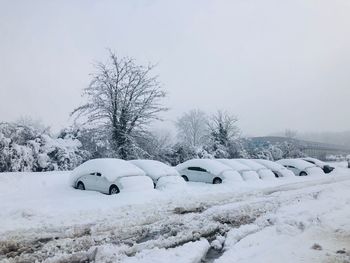 Extreme weather conditions - cars covered in snow during winter