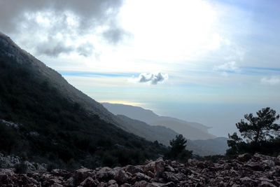 Scenic view of mountains against sky