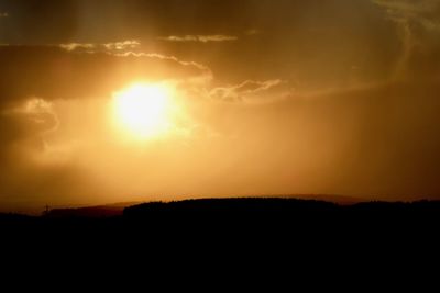 Silhouette landscape against sky during sunset