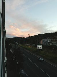 Railroad track passing through city