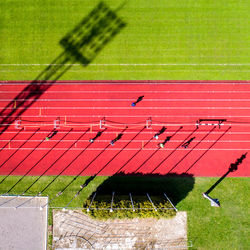 Aerial view of running track 