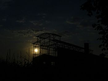 Low angle view of built structure against sky at sunset