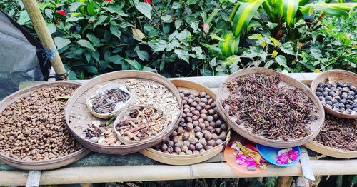 High angle view of various for sale in market