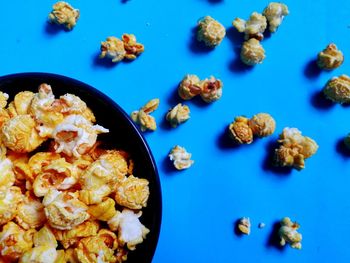 High angle view of breakfast on table