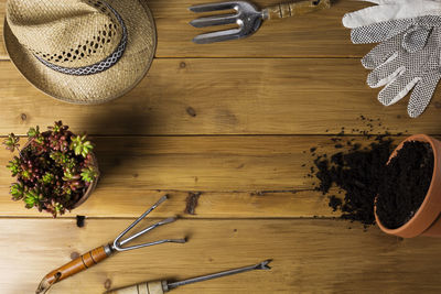 High angle view of food on table