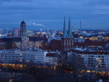 High angle view of buildings in city