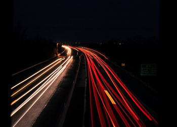 Light trails on highway at night