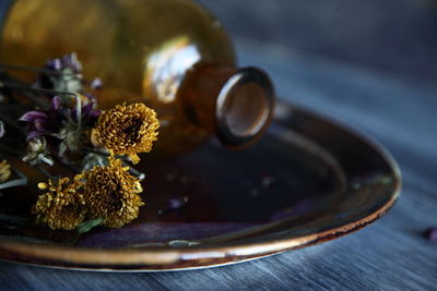 Close-up of flowers on table