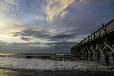 Scenic view of beach against sky during sunset