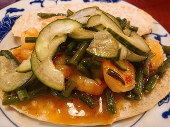 High angle view of meal served in plate