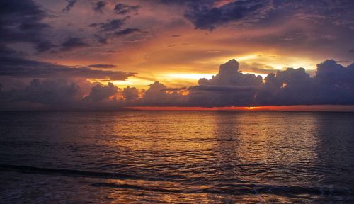 Scenic view of sea against sky during sunset