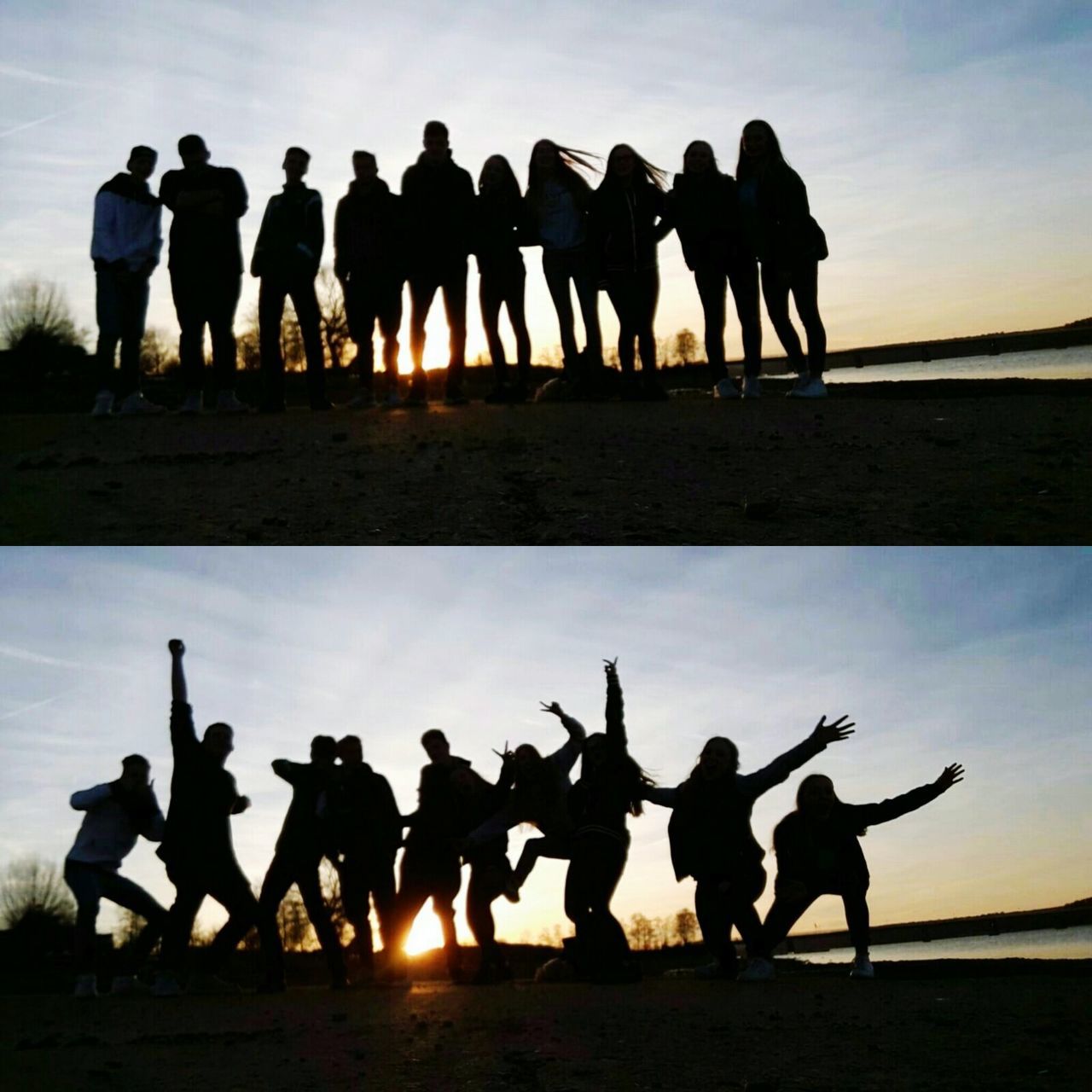 silhouette, sunset, beach, men, large group of people, togetherness, sky, standing, real people, water, outdoors, sea, women, leisure activity, lifestyles, nature, full length, horizon over water, vacations, day, adult, people