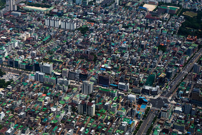 High angle view of crowd in city