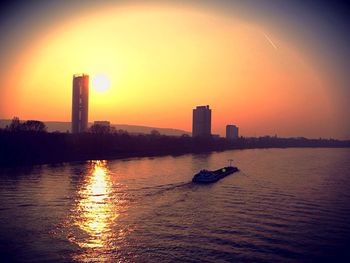 Scenic view of sea at sunset