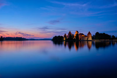 View of lake at sunset
