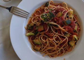 High angle view of meal served in plate