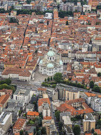 High angle view of buildings in city