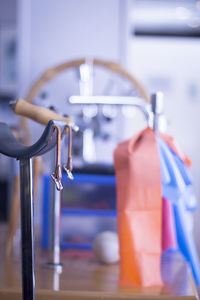 Close-up of faucet hanging at home