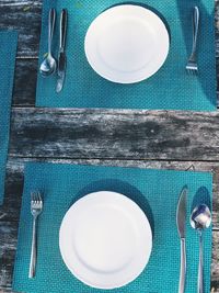 High angle view of empty tea on table