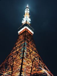 Low angle view of illuminated tokyo tower