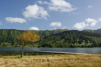 Scenic view of lake against sky