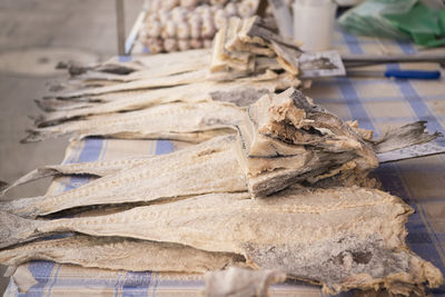 Dried fish at market for sale