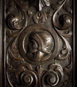 Full frame shot of carvings on door