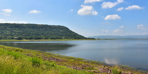 Scenic view of lake against sky