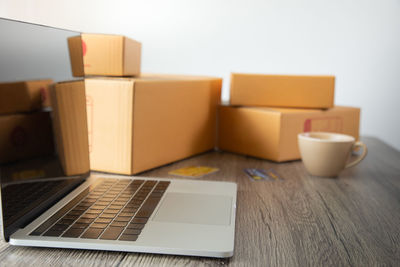 Close-up of laptop on table