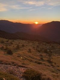 Scenic view of landscape against sky during sunset