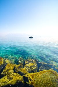 Scenic view of sea against clear sky