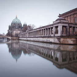 Reflection of building in water