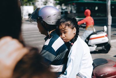 Boy and son on the road