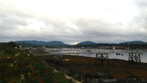 Scenic view of sea against cloudy sky