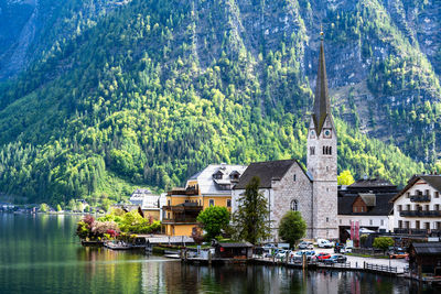 Houses by lake