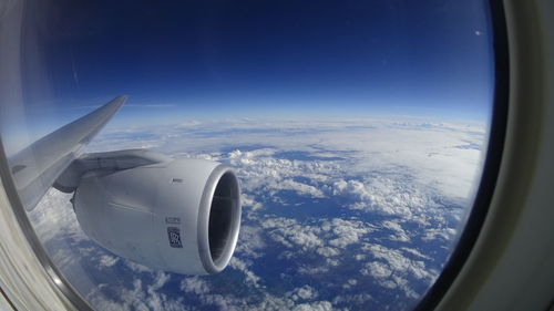 Aerial view of airplane wing